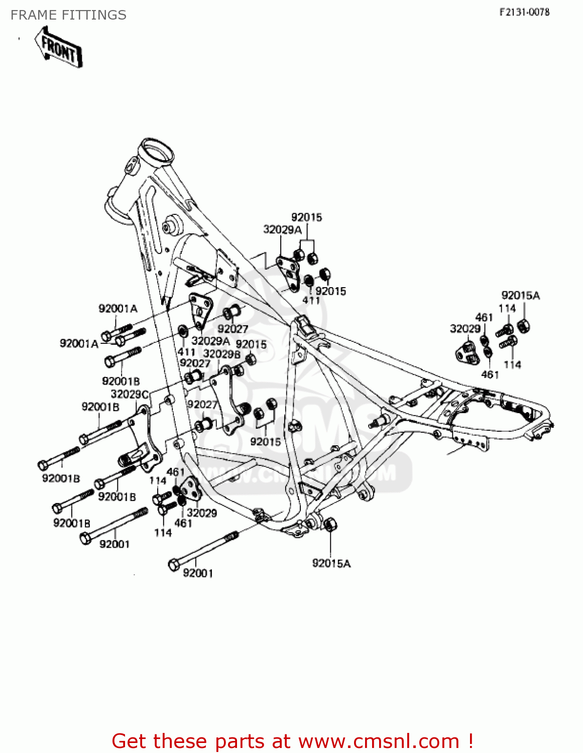 FRAME FITTINGS KL250A5 KLR250 1982 USA CANADA