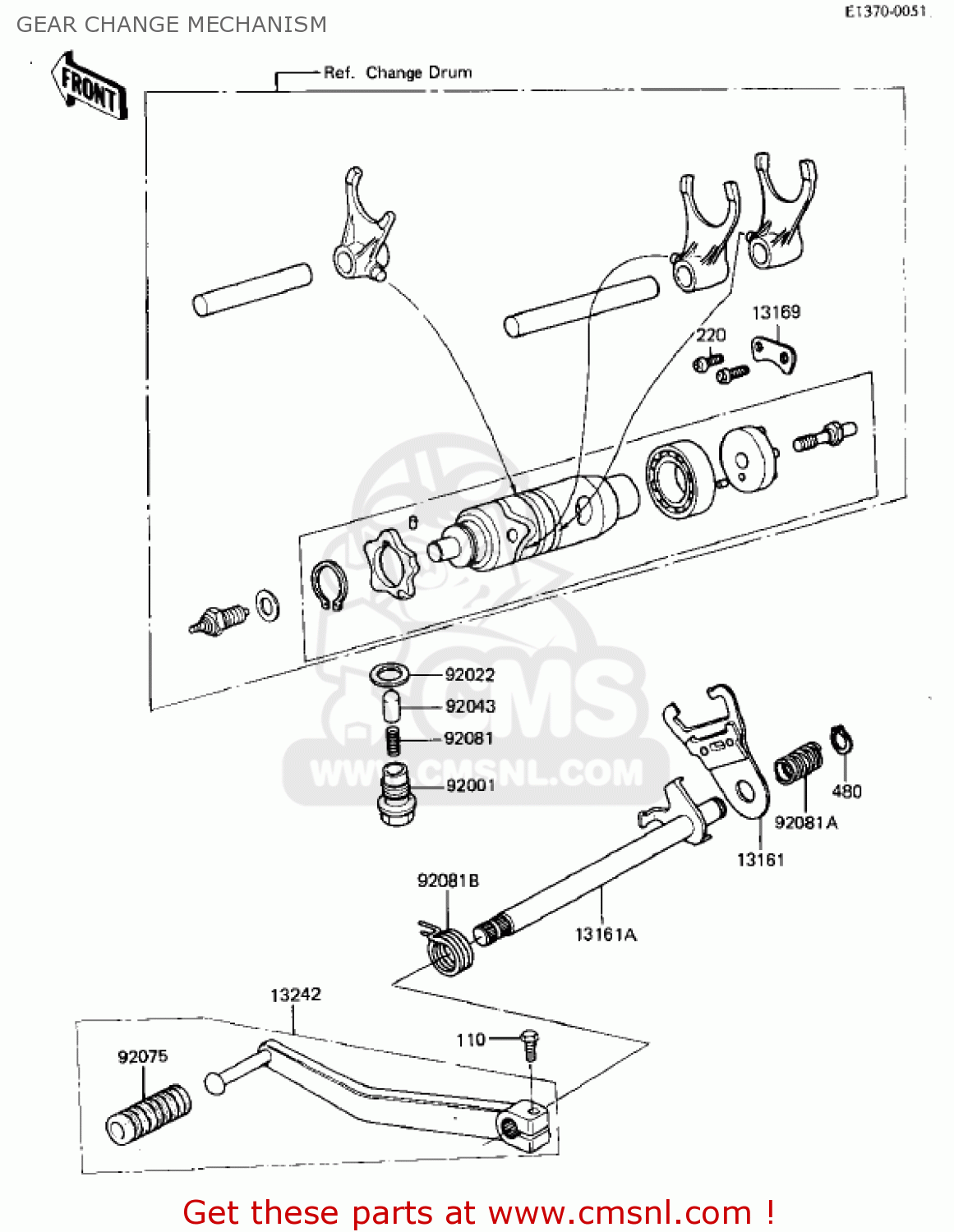 GEAR CHANGE MECHANISM KL250A5 KLR250 1982 USA CANADA