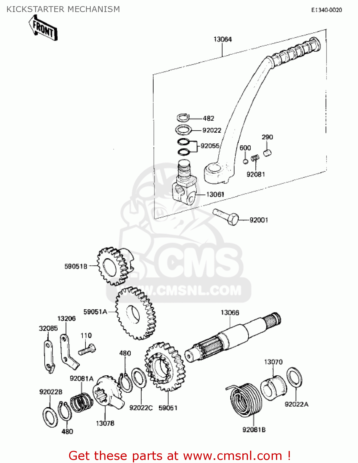 KICKSTARTER MECHANISM KL250A5 KLR250 1982 USA CANADA