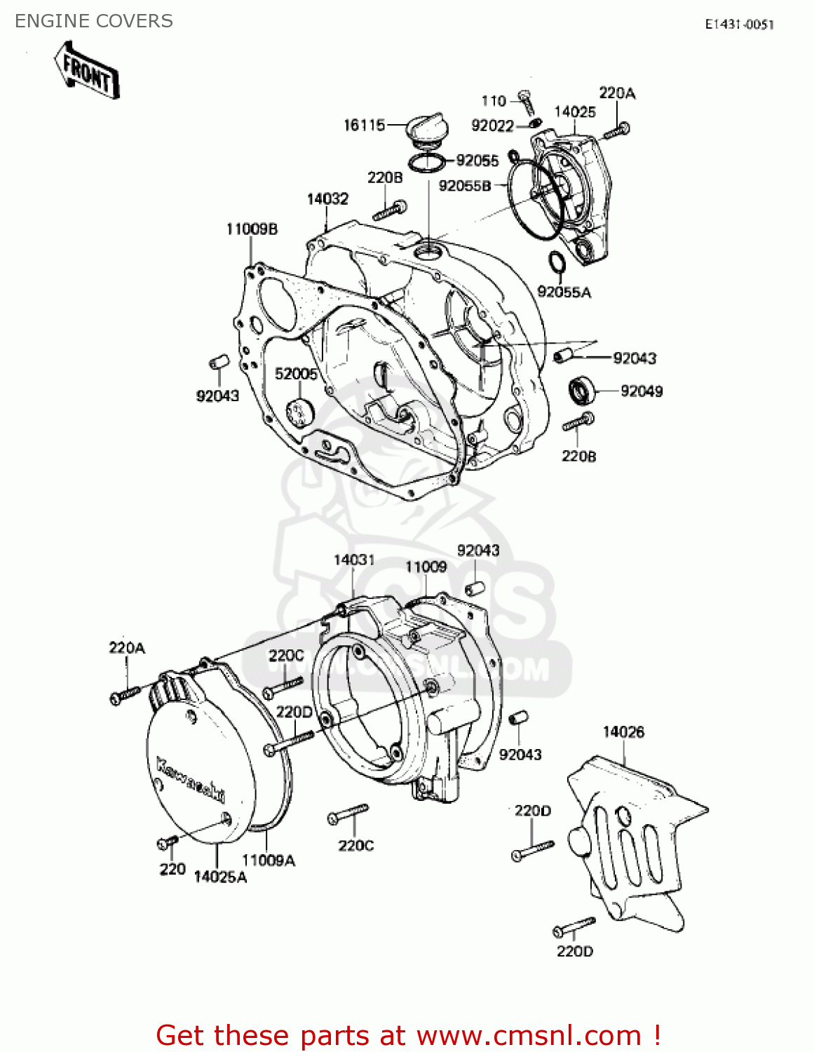 ENGINE COVERS KL250A5 KLR250 1982 USA CANADA