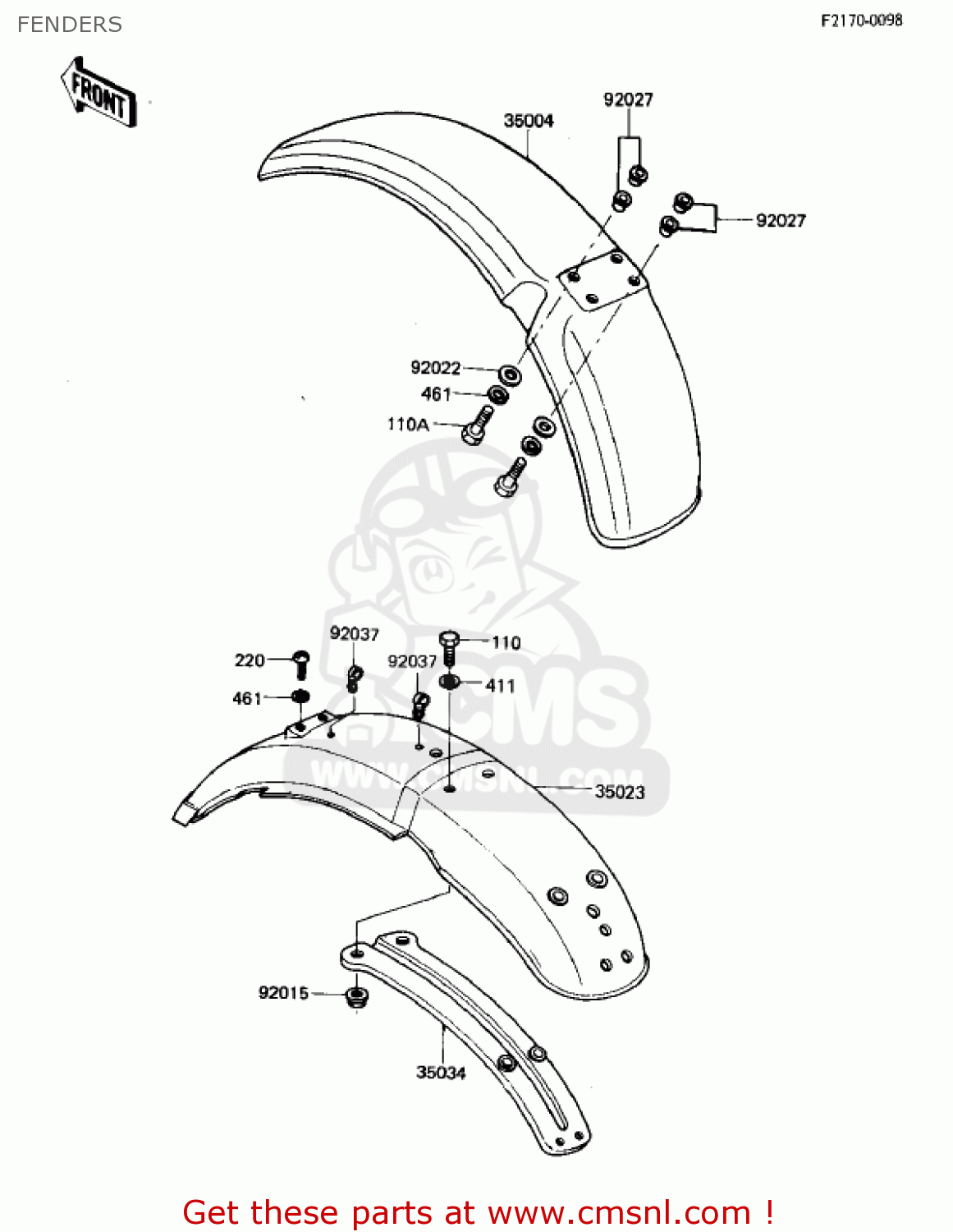 FENDERS KL250A5 KLR250 1982 USA CANADA