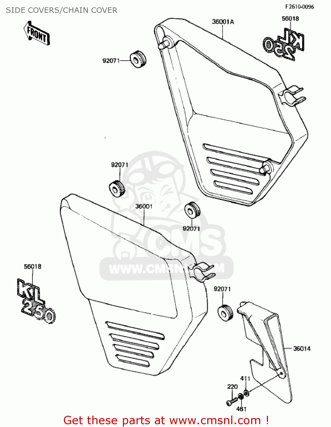 SIDE COVERS/CHAIN COVER KL250A5 KLR250 1982 USA CANADA