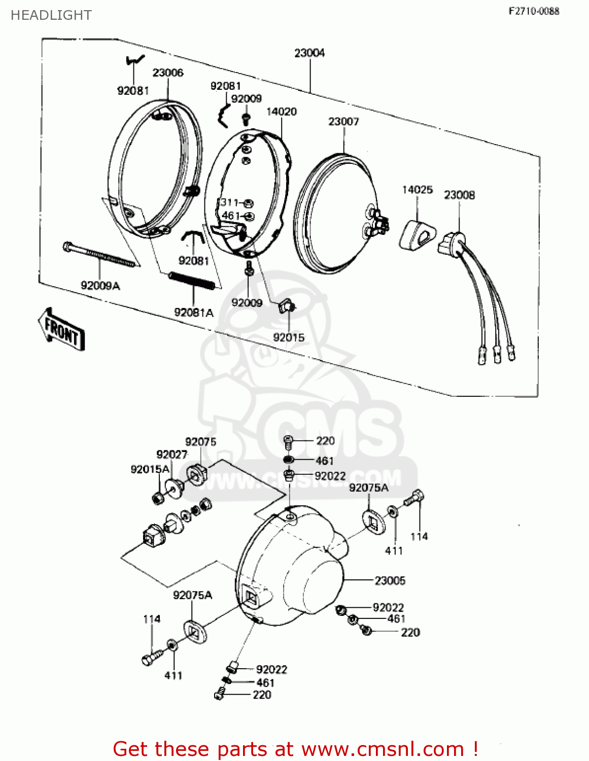 HEADLIGHT KL250A5 KLR250 1982 USA CANADA
