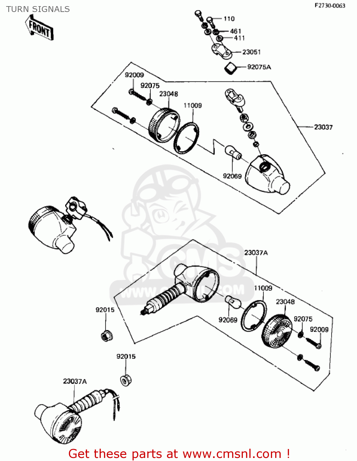 TURN SIGNALS KL250A5 KLR250 1982 USA CANADA