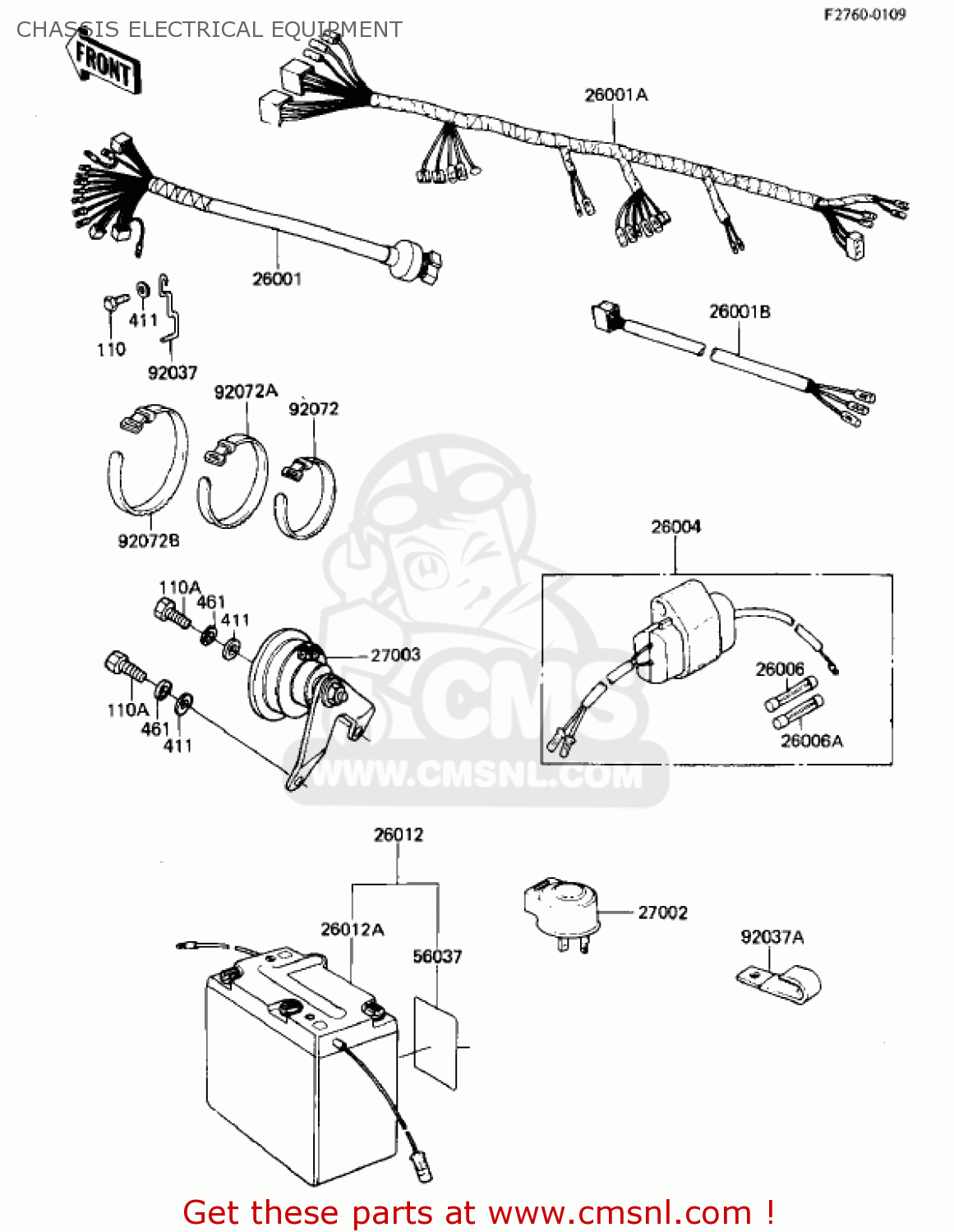CHASSIS ELECTRICAL EQUIPMENT KL250A5 KLR250 1982 USA CANADA