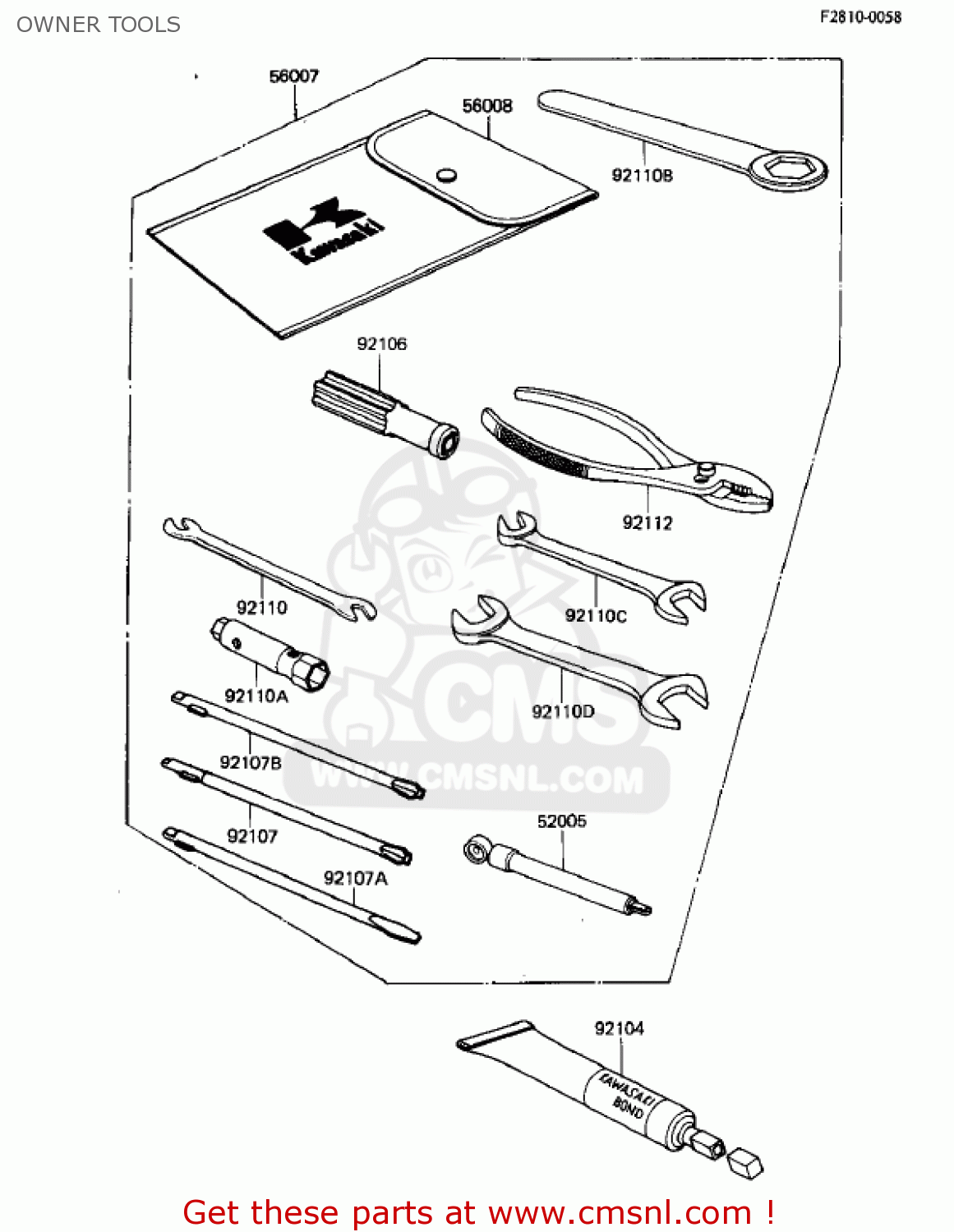 OWNER TOOLS KL250A5 KLR250 1982 USA CANADA