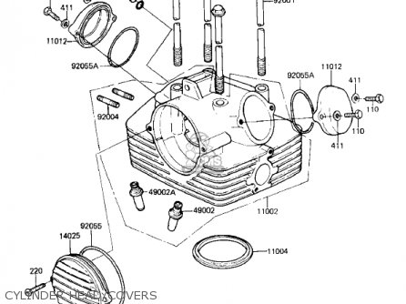 CYLINDER HEAD/COVERS - KL250A5 KLR250 1982 USA CANADA