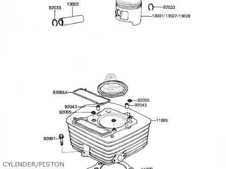 CYLINDER/PISTON - KL250A5 KLR250 1982 USA CANADA