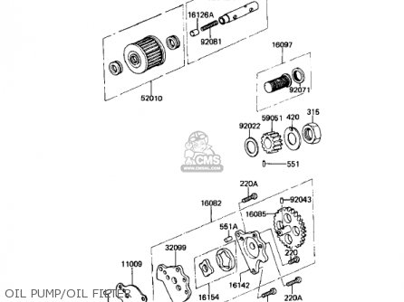 OIL PUMP/OIL FILTER - KL250A5 KLR250 1982 USA CANADA
