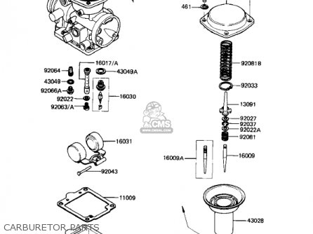 CARBURETOR PARTS - KL250A5 KLR250 1982 USA CANADA