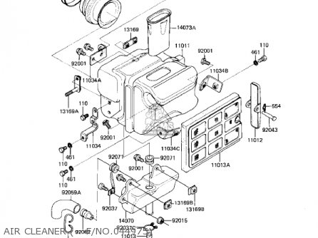 AIR CLEANER (-- F/NO.044975) - KL250A5 KLR250 1982 USA CANADA