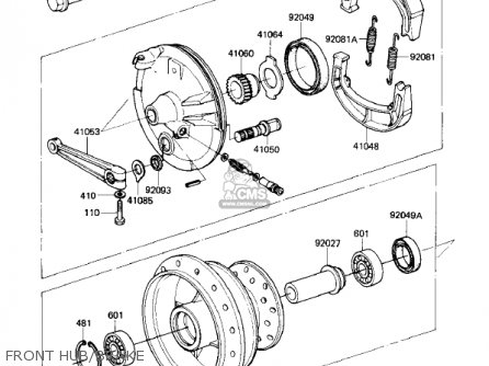FRONT HUB/BRAKE - KL250A5 KLR250 1982 USA CANADA