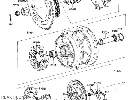 REAR HUB/BRAKE/CHAIN - KL250A5 KLR250 1982 USA CANADA