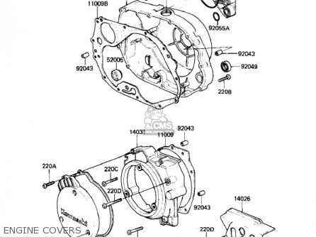 ENGINE COVERS - KL250A5 KLR250 1982 USA CANADA