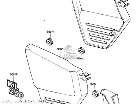 SIDE COVERS/CHAIN COVER - KL250A5 KLR250 1982 USA CANADA
