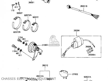 CHASSIS ELECTRICAL EQUIPMENT - KL250A5 KLR250 1982 USA CANADA