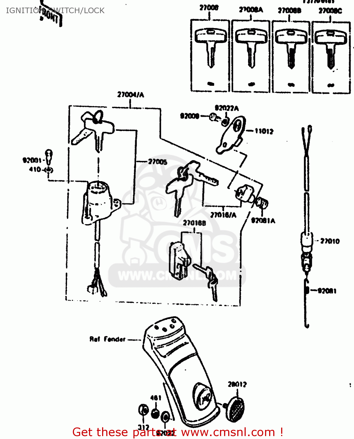 IGNITION SWITCH/LOCK KL250C1 1983 EUROPE UK IT NR