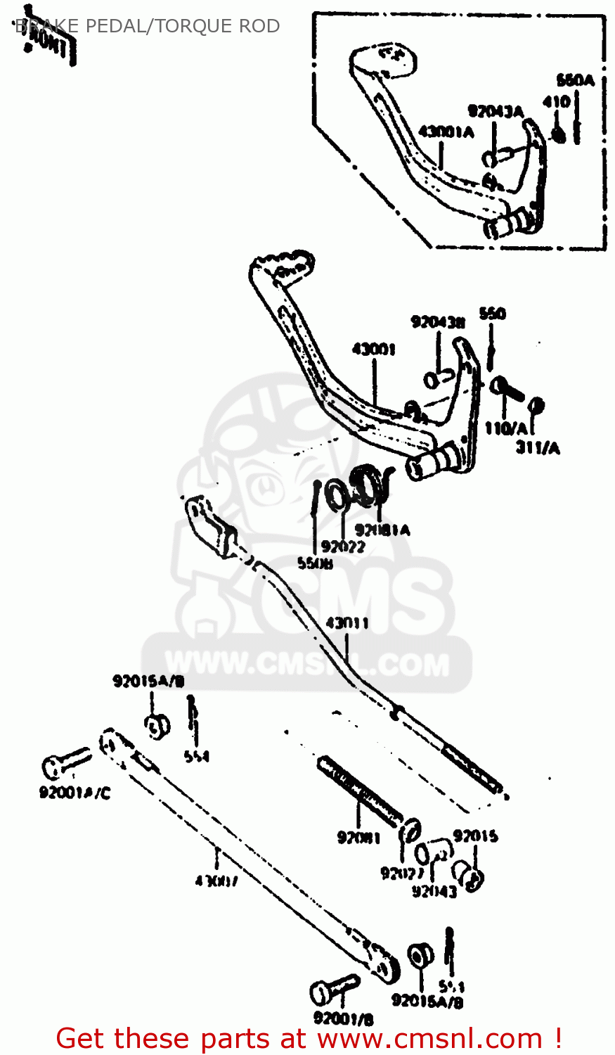 BRAKE PEDAL/TORQUE ROD KL250C1 1983 EUROPE UK IT NR
