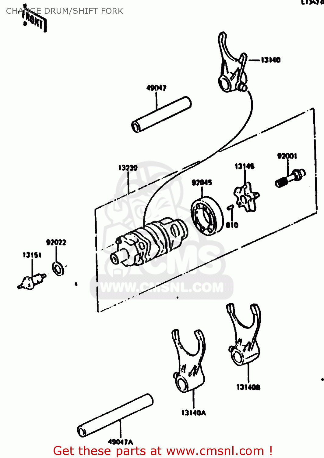 CHANGE DRUM/SHIFT FORK KL250C1 1983 EUROPE UK IT NR