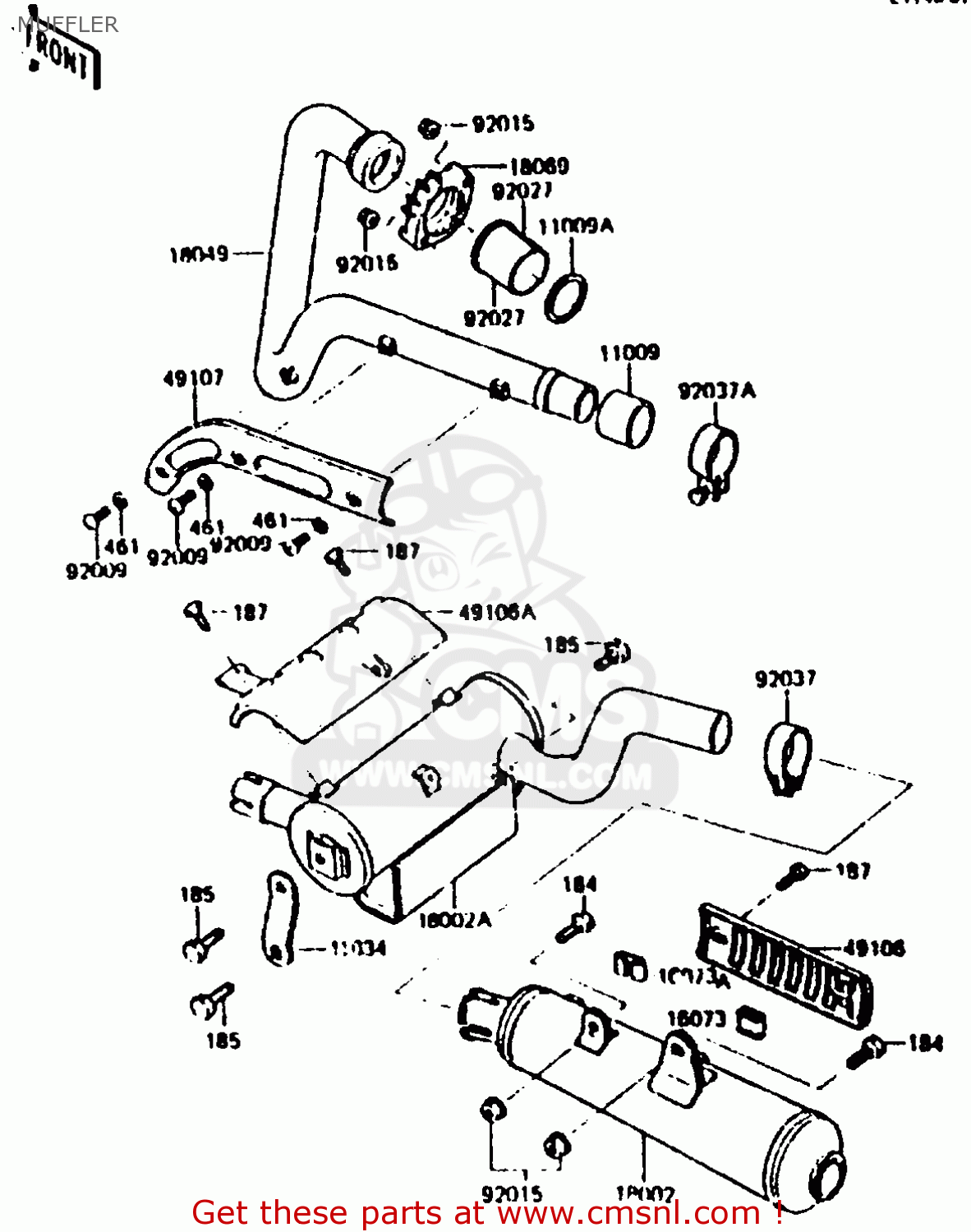MUFFLER KL250C1 1983 EUROPE UK IT NR