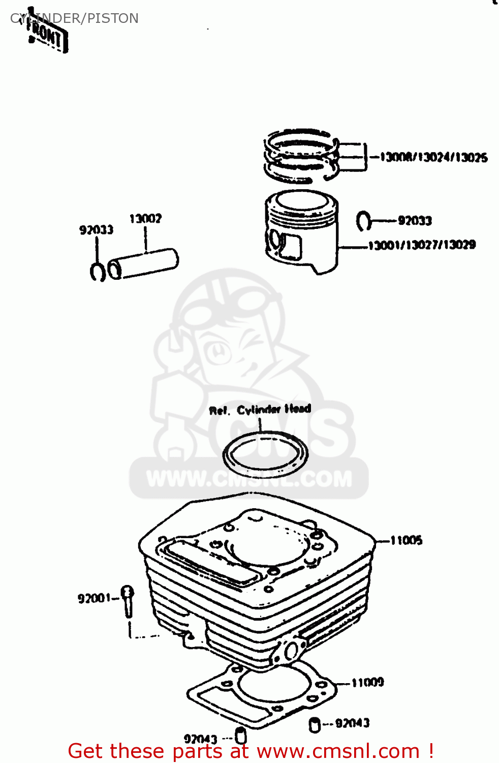 CYLINDER/PISTON KL250C2 1984 USA