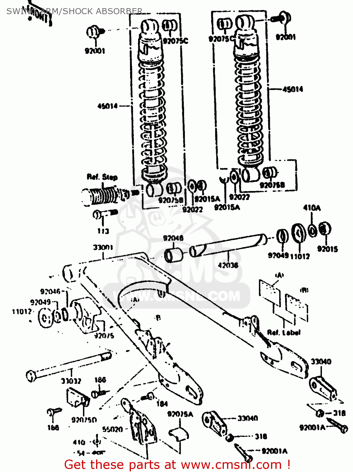 SWING ARM/SHOCK ABSORBER KL250C2 1984 USA