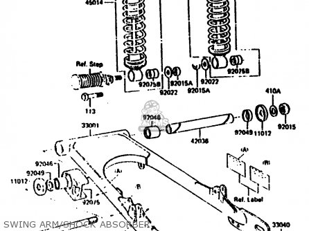 SWING ARM/SHOCK ABSORBER - KL250C2 1984 USA