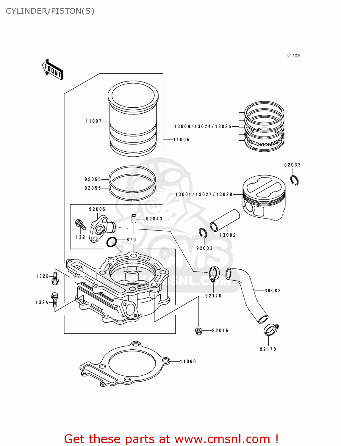 CYLINDER/PISTON(S) KL250D10 KLR250 1993 USA CALIFORNIA CANADA