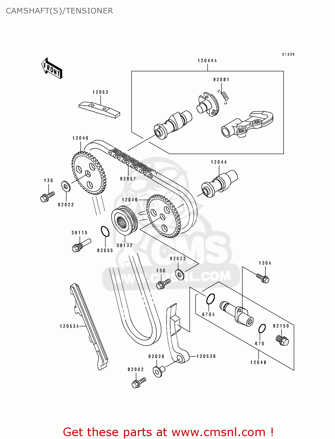 CAMSHAFT(S)/TENSIONER KL250D10 KLR250 1993 USA CALIFORNIA CANADA