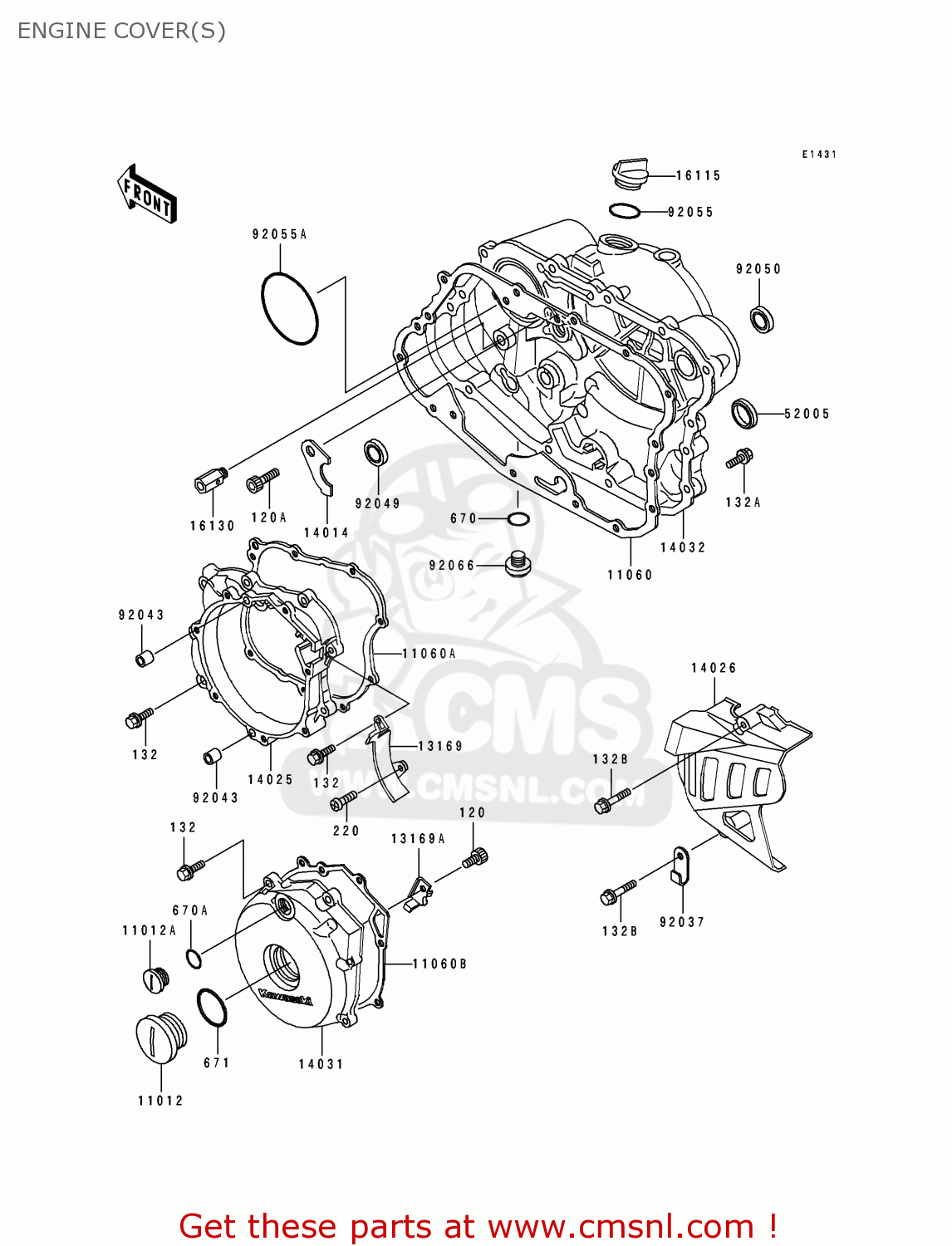 ENGINE COVER(S) KL250D10 KLR250 1993 USA CALIFORNIA CANADA