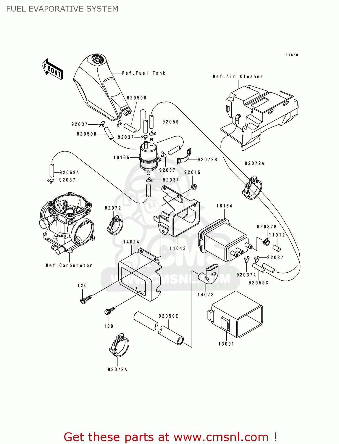 FUEL EVAPORATIVE SYSTEM KL250D10 KLR250 1993 USA CALIFORNIA CANADA