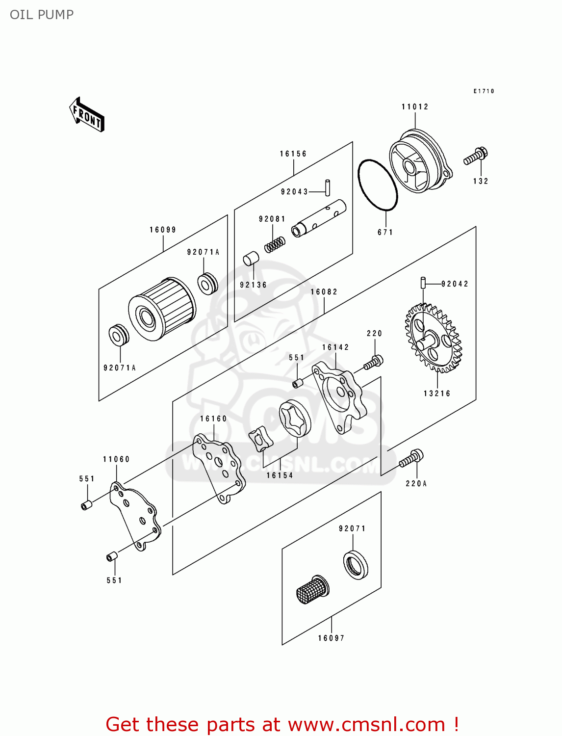 OIL PUMP KL250D10 KLR250 1993 USA CALIFORNIA CANADA