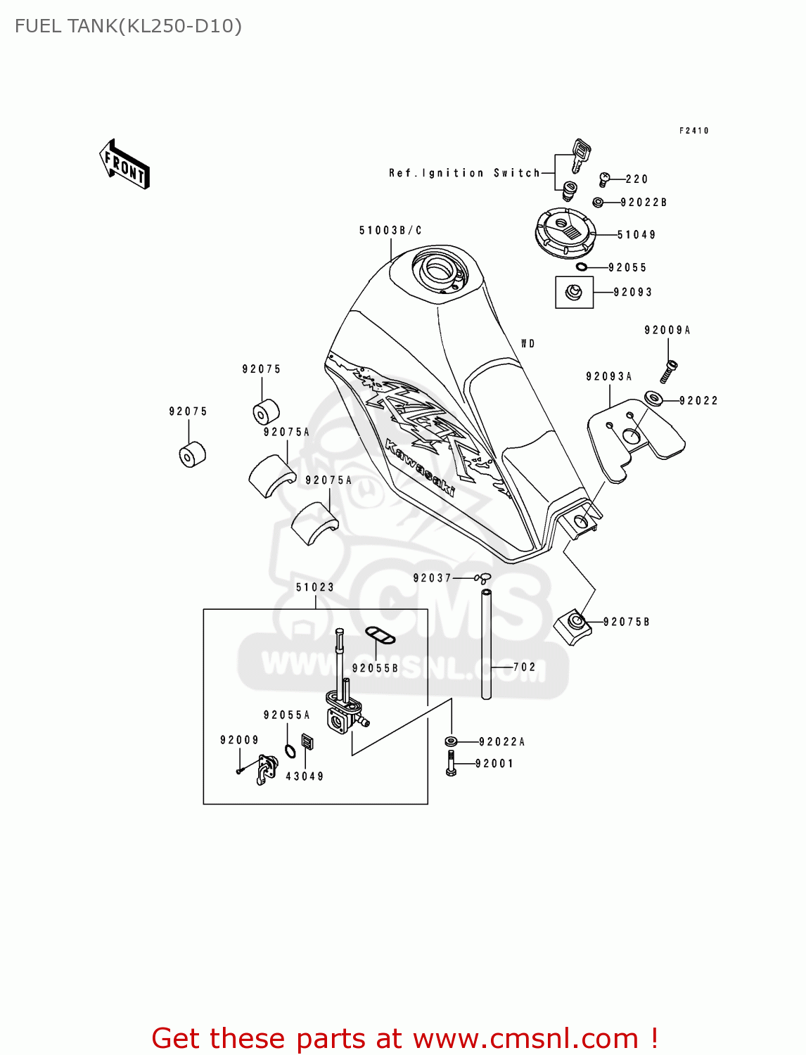 FUEL TANK(KL250-D10) KL250D10 KLR250 1993 USA CALIFORNIA CANADA