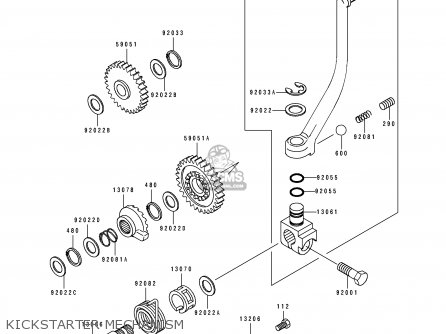 KICKSTARTER MECHANISM - KL250D10 KLR250 1993 USA CALIFORNIA CANADA