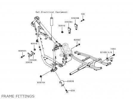 FRAME FITTINGS - KL250D10 KLR250 1993 USA CALIFORNIA CANADA