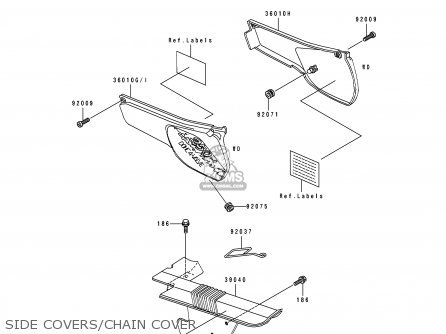 SIDE COVERS/CHAIN COVER - KL250D10 KLR250 1993 USA CALIFORNIA CANADA
