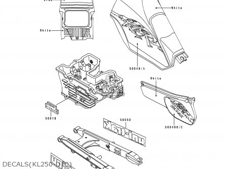 DECALS(KL250-D10) - KL250D10 KLR250 1993 USA CALIFORNIA CANADA