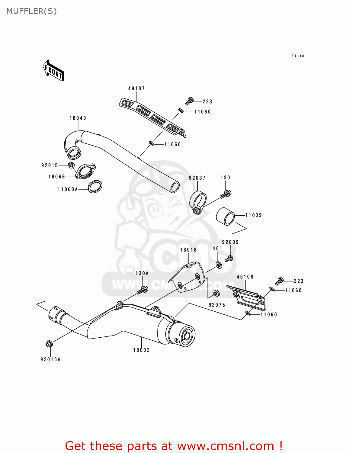 MUFFLER(S) KL250D11 KLR250 1994 UNITED KINGDOM EU NL GR