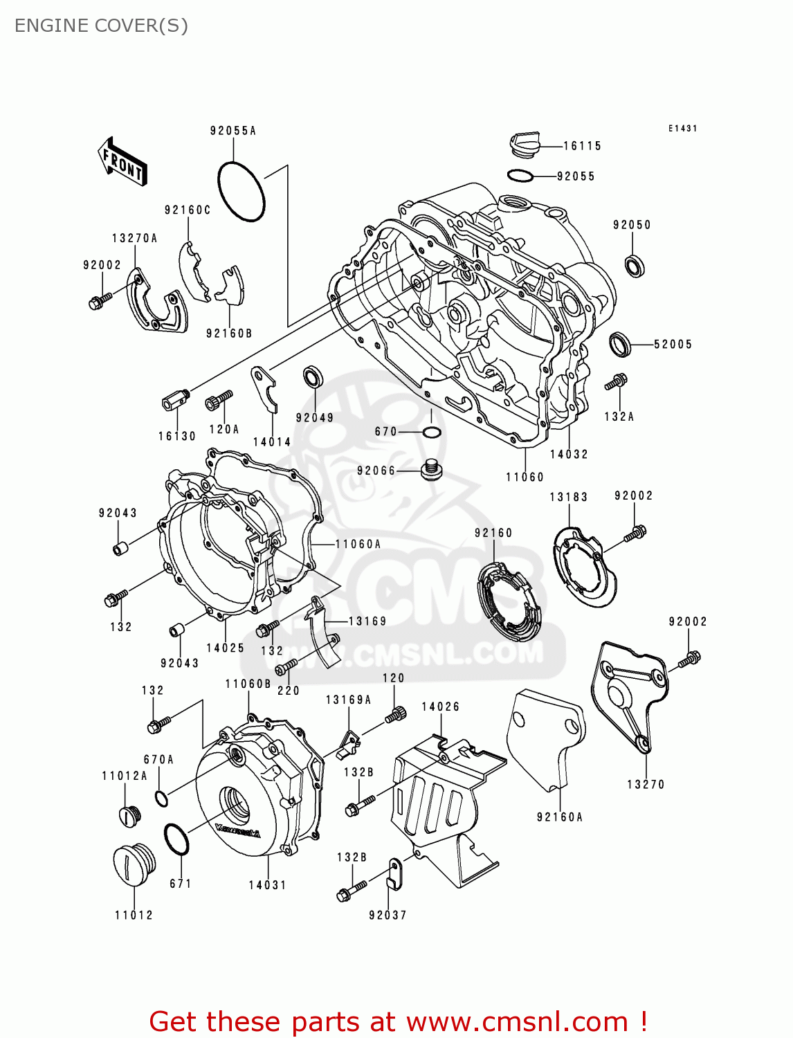 ENGINE COVER(S) KL250D11 KLR250 1994 UNITED KINGDOM EU NL GR