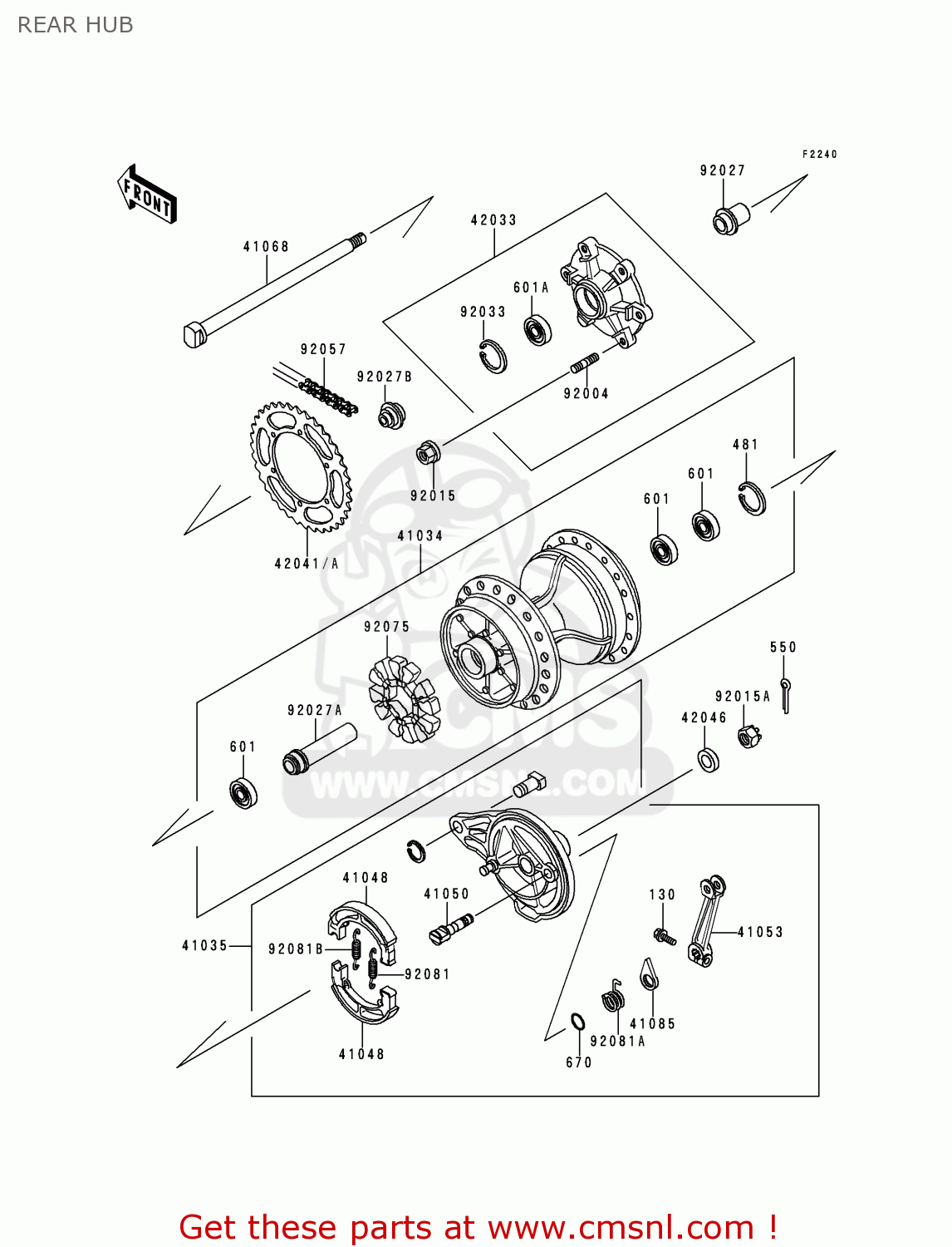 REAR HUB KL250D11 KLR250 1994 UNITED KINGDOM EU NL GR