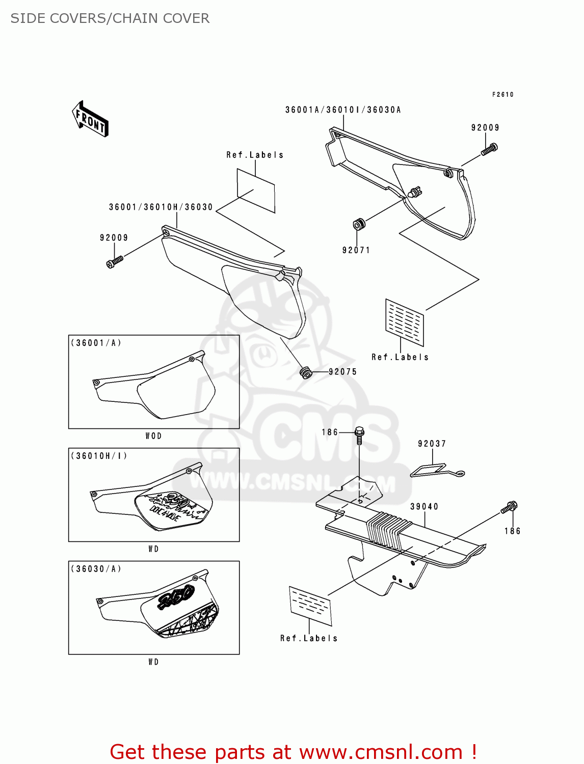 SIDE COVERS/CHAIN COVER KL250D11 KLR250 1994 UNITED KINGDOM EU NL GR