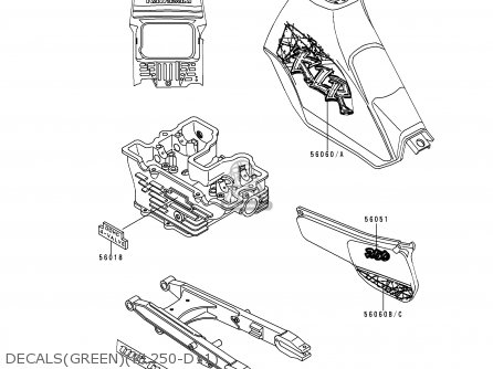 DECALS(GREEN)(KL250-D11) - KL250D11 KLR250 1994 UNITED KINGDOM EU NL GR