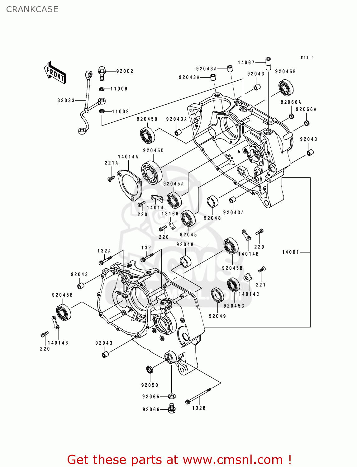 CRANKCASE KL250D11 KLR250 1994 USA CALIFORNIA CANADA