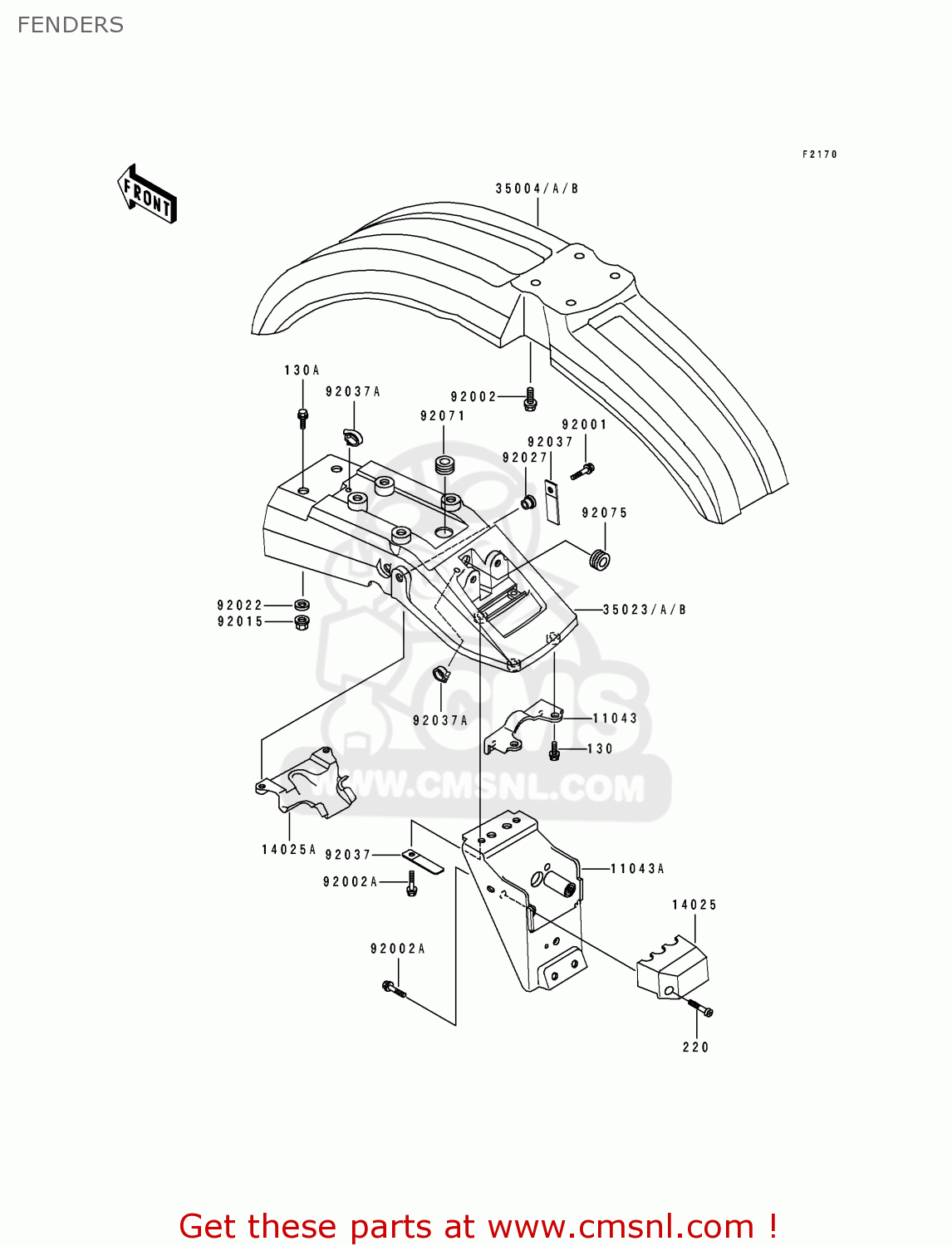 FENDERS KL250D11 KLR250 1994 USA CALIFORNIA CANADA
