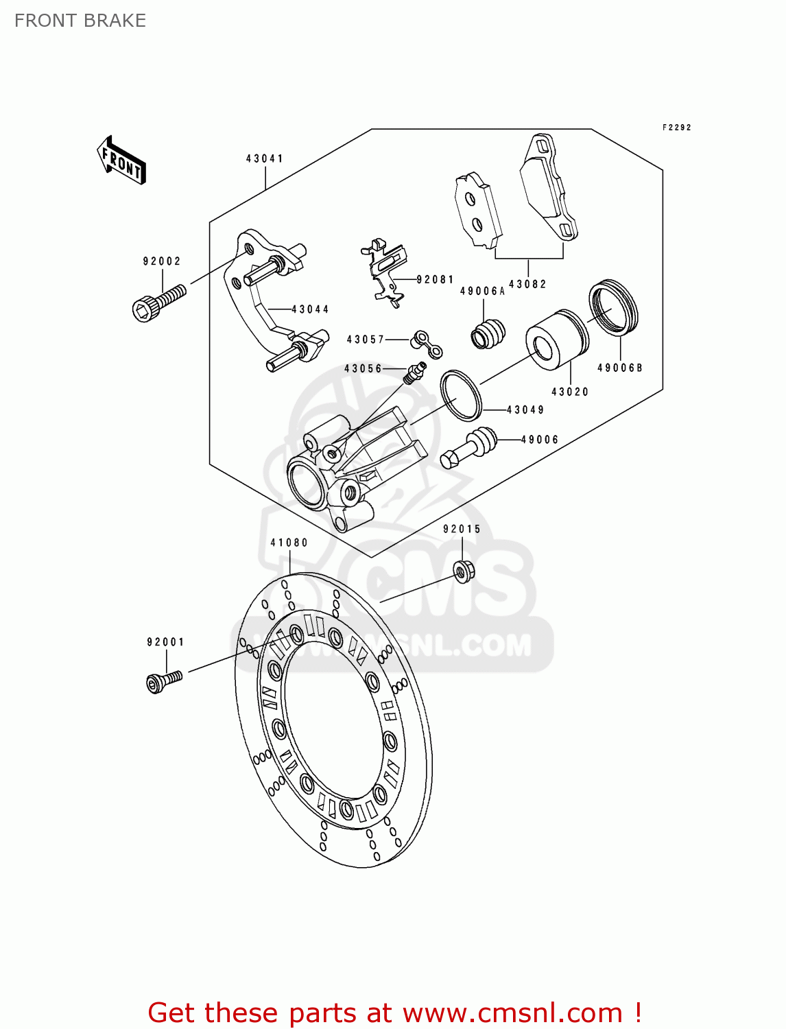 FRONT BRAKE KL250D11 KLR250 1994 USA CALIFORNIA CANADA