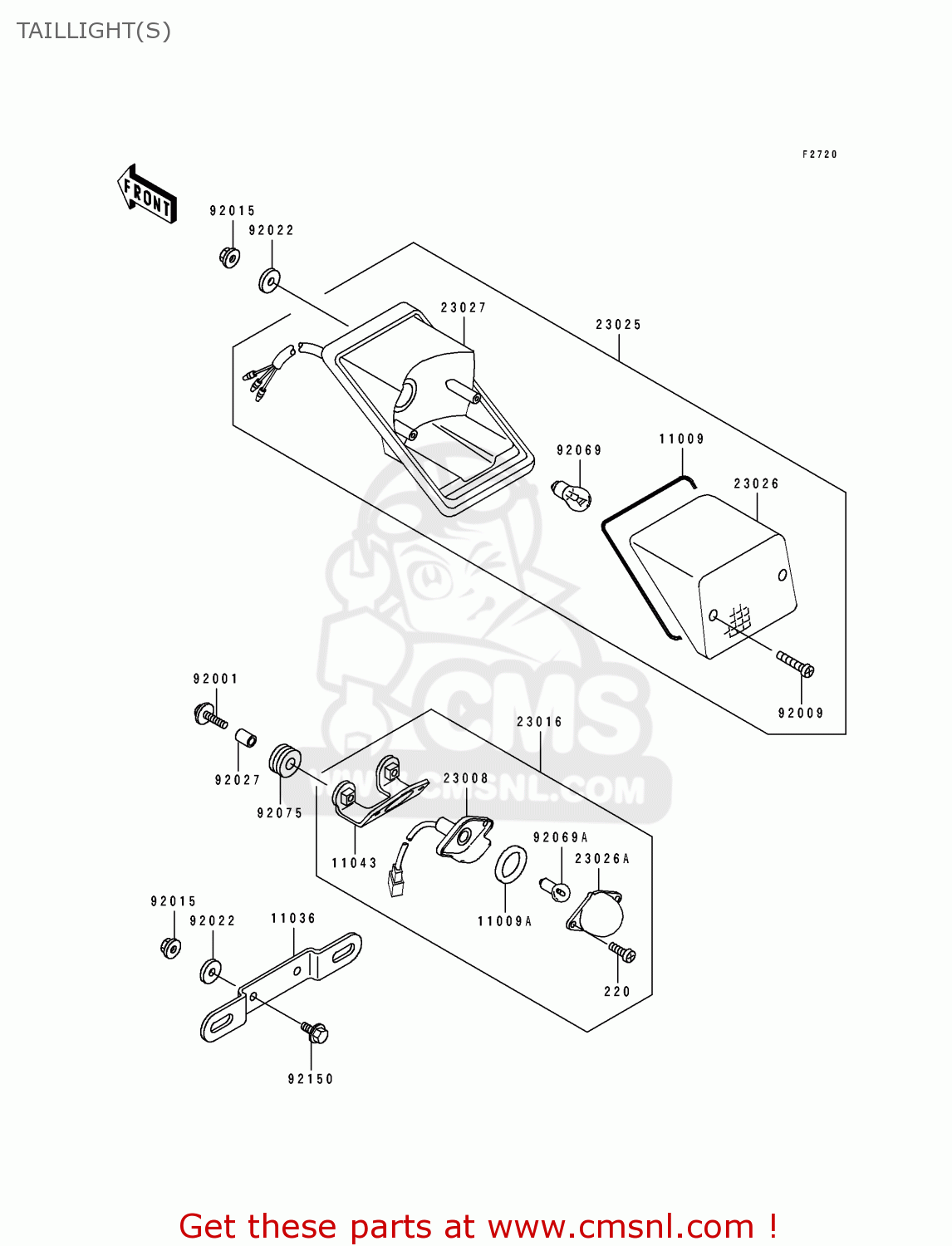 TAILLIGHT(S) KL250D11 KLR250 1994 USA CALIFORNIA CANADA