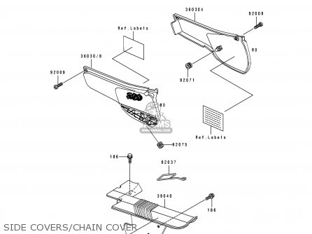 SIDE COVERS/CHAIN COVER - KL250D11 KLR250 1994 USA CALIFORNIA CANADA