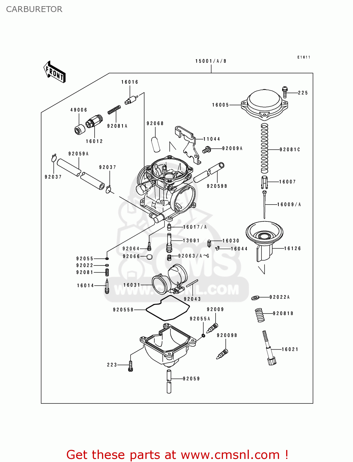 CARBURETOR KL250D12 KLR250 1995 USA CALIFORNIA CANADA