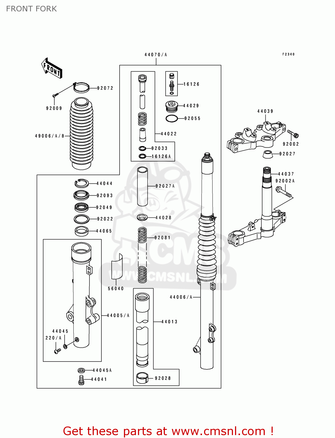 FRONT FORK KL250D12 KLR250 1995 USA CALIFORNIA CANADA