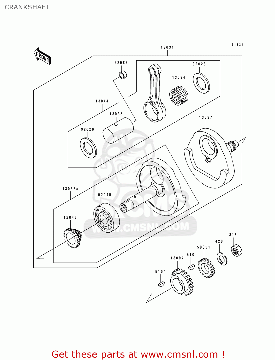 CRANKSHAFT KL250D13 KLR250 1996 USA CALIFORNIA CANADA
